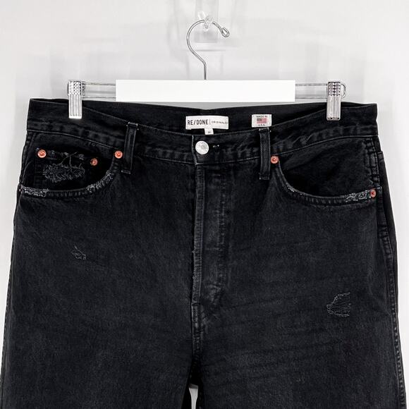 RE/DONE 90s High Rise Loose Jeans Women’s Size 31 Washed Black Distressed - Picture 3 of 7